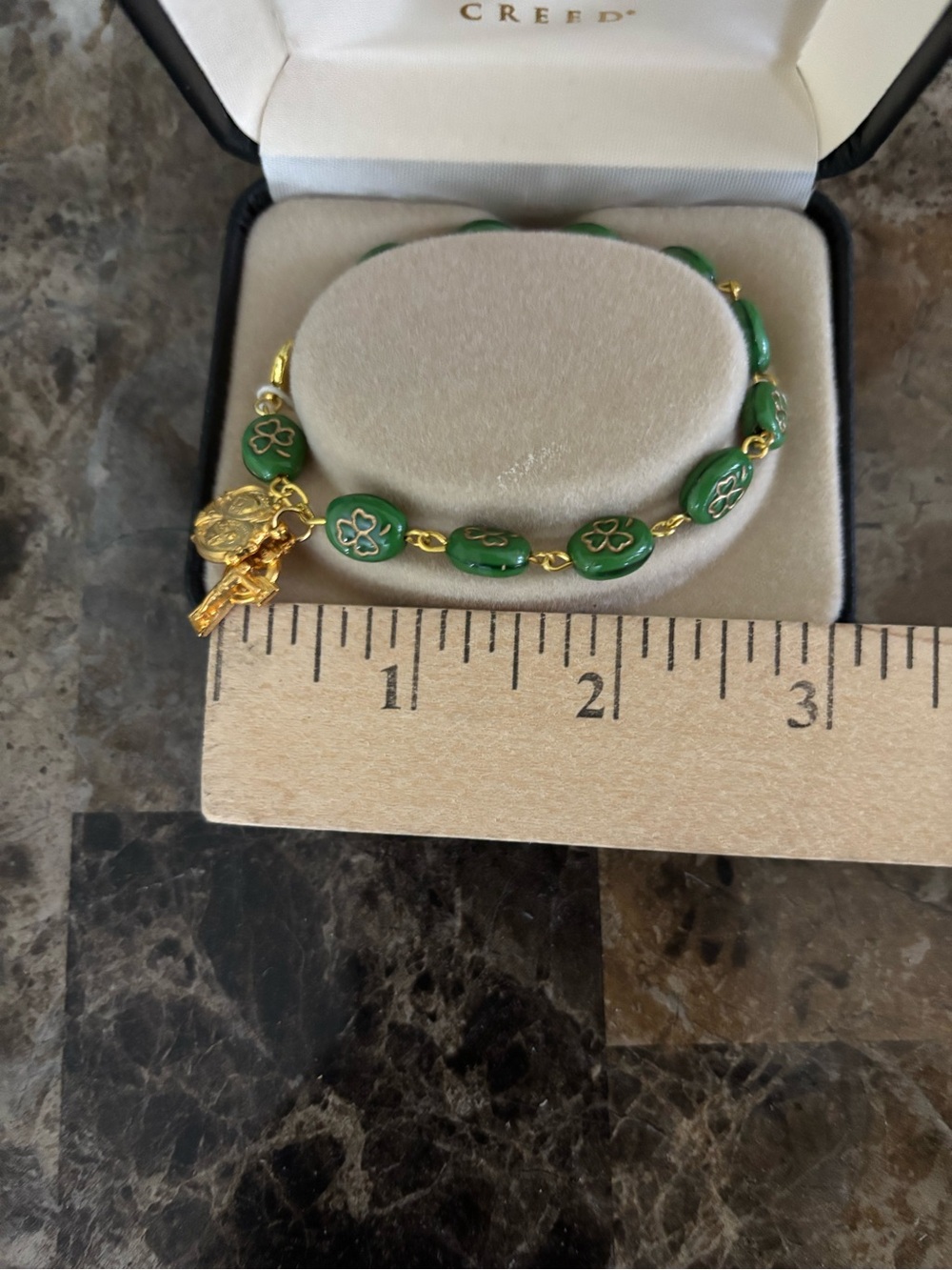 Creed Jewelry Bracelet Imprint Shamrock Green/Gold Rosary Celtic Collegiate New - Picture 5 of 6